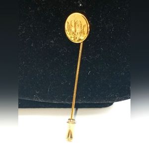 Initials Engraved Gold Tone Hat Pin Vintage Pins Initials MLH Hat Pin